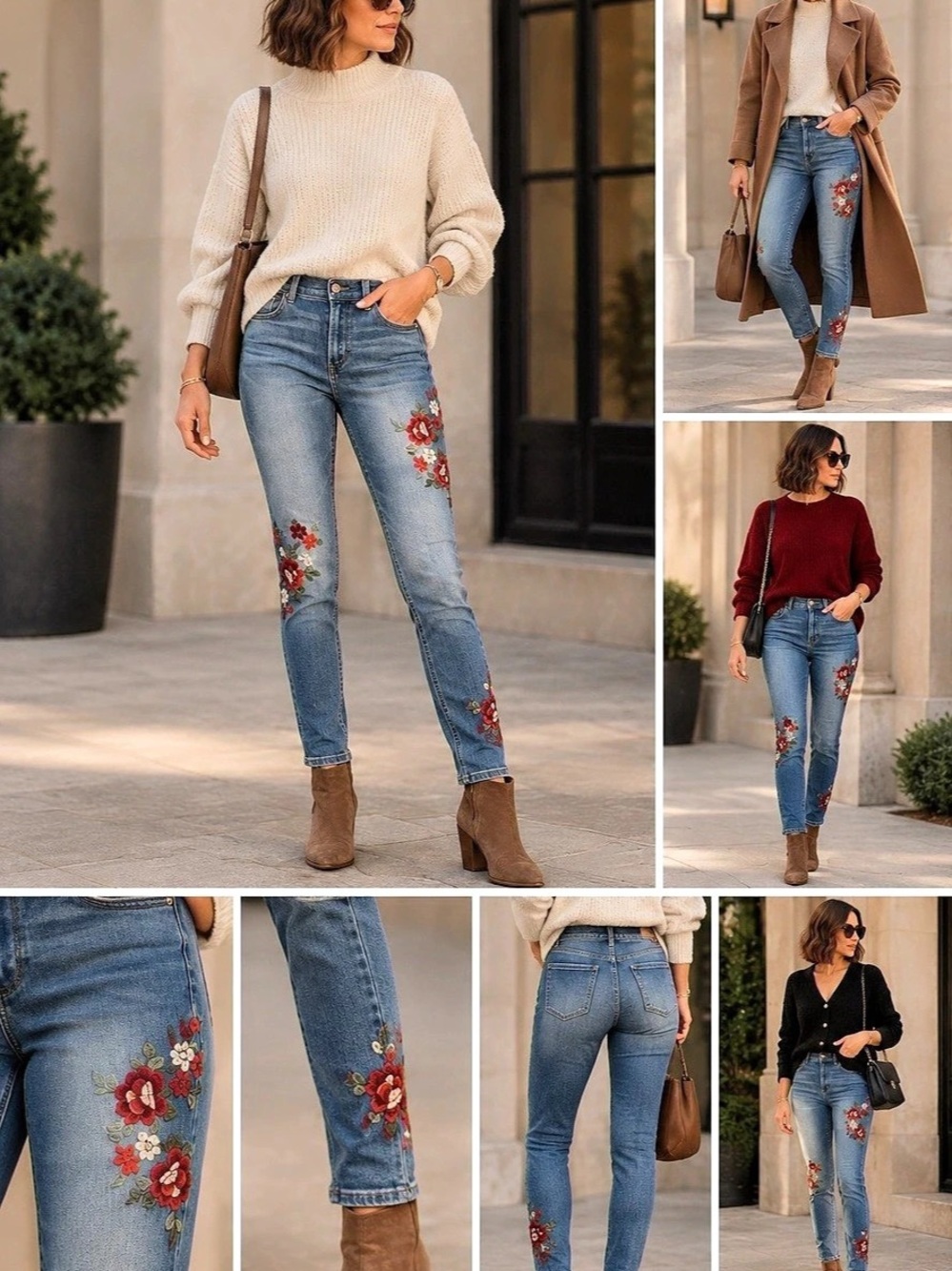 Express High Rise Floral Embroidered Skinny Jeans Floral Skinny Jeans in Blue